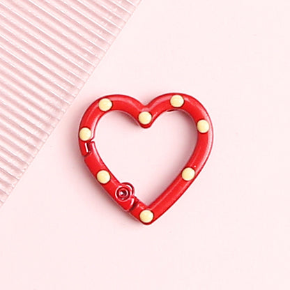 Metal Painted Dotted Heart Trigger Spring Keyrings 25mm 10pcs 7
