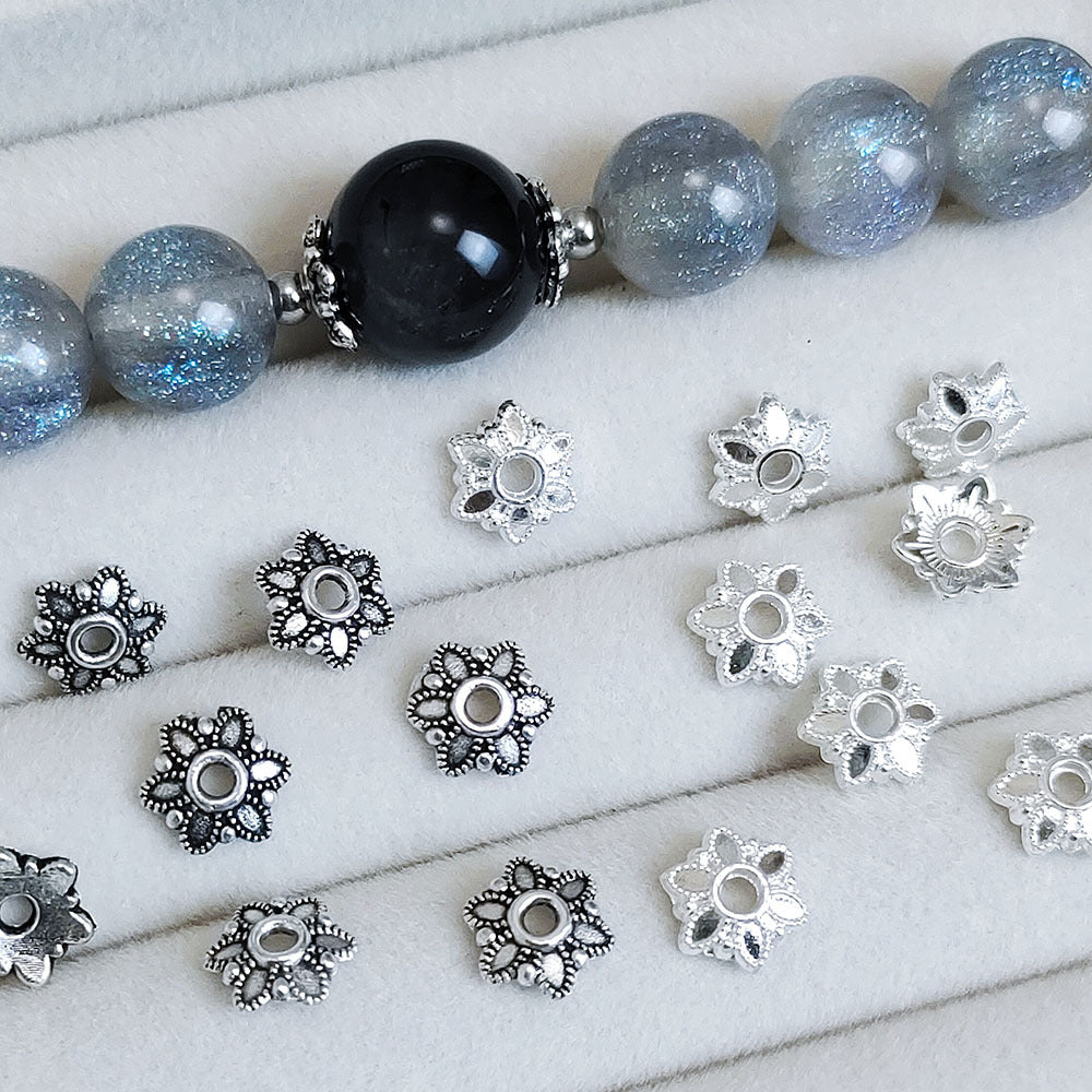 Alloy Flower Spacer Beads 6mm Six Petal Tibetan Style 100pcs