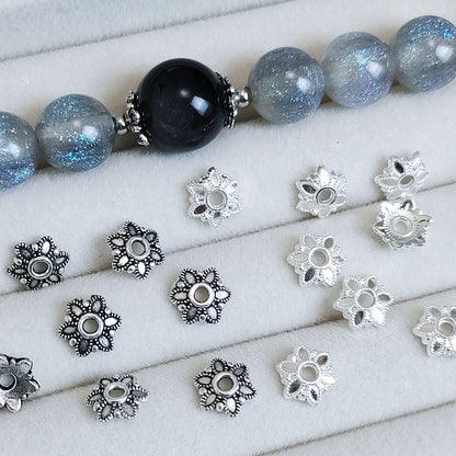 Alloy Flower Spacer Beads 6mm Six Petal Tibetan Style 100pcs