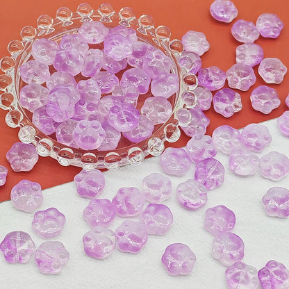 Czech Glass Beads Cat Paw 14mm Pastel Matte 25pcs 15