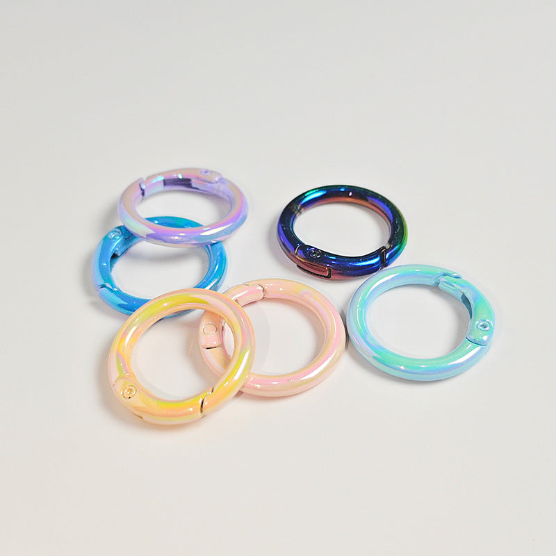 Alloy Iridescent Plating Spring Key Rings 20mm and 25mm 10pcs 2