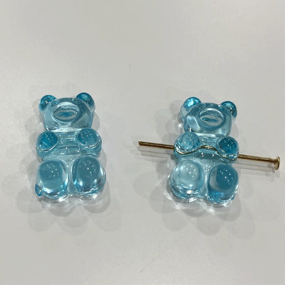 Clear Candy Colored Teddy Bear Acrylic Beads 12x18mm 10pcs 21