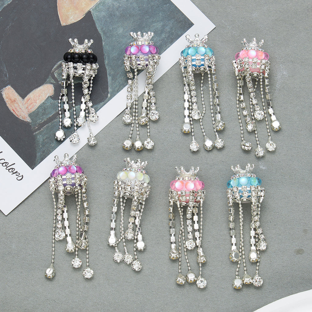 Tassel Crown Rhinestone Beads 19mm Decorative Ball 2pc