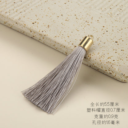 Colorful Polyester Fringe Tassel Keychain with Golden Cap 55mm 50pcs 17