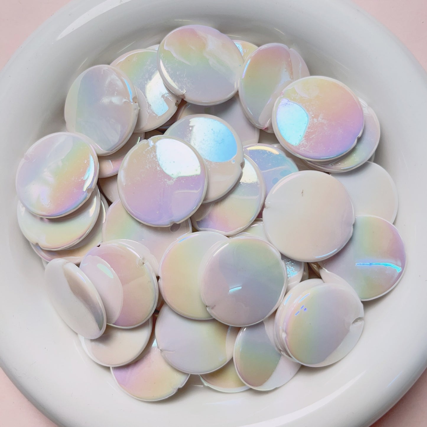 Painted Disc Acrylic Beads 25mm Macaroon Baking Pastel Mixed 10pcs 5