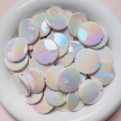 Painted Disc Acrylic Beads 25mm Macaroon Baking Pastel Mixed 10pcs 5