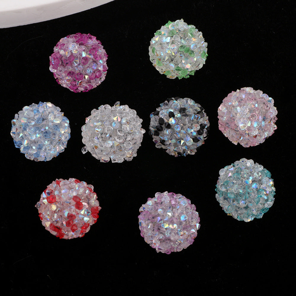 Rhinestone Round Clay Beads 16mm Glittering Epoxy Polymer 10pcs 3