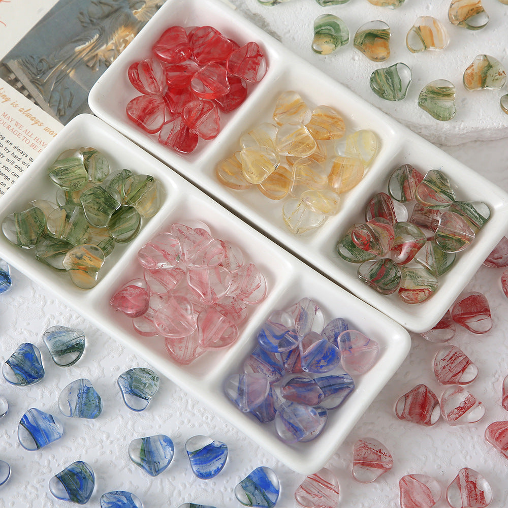 Clear Blooming Heart Acrylic Beads 16mm Vintage Style 20pcs