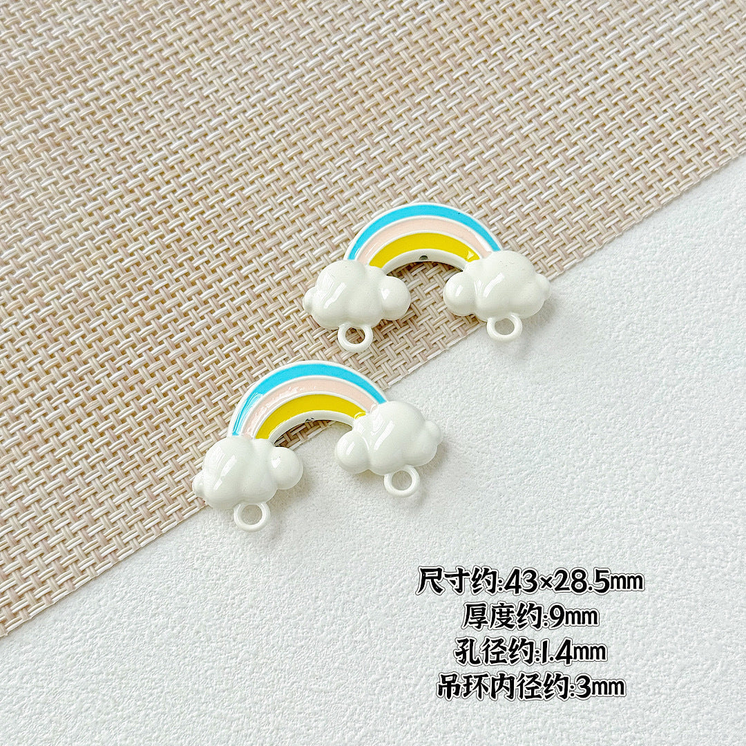 Painted Rainbow and Swing Plate Metal Beads 43mm 28mm Baking Finish 10pcs 3
