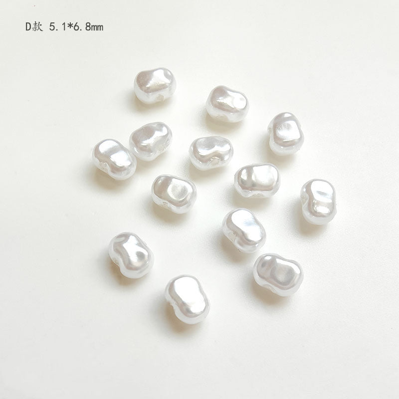 Vintage Shaped Imitation Pearl Acrylic Beads Soft White Luster 10pcs 9