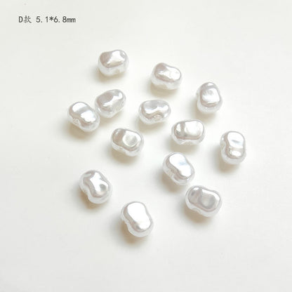 Vintage Shaped Imitation Pearl Acrylic Beads Soft White Luster 10pcs 9