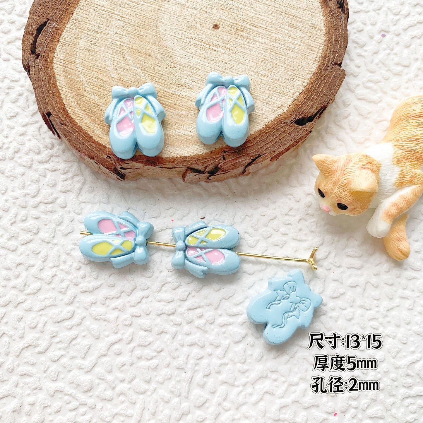 Bow Ballet Shoe Metal Beads Decorative Pastel Painted 20pcs 22
