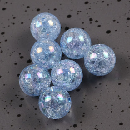 Plating Round Acrylic Beads 16mm AB Colored Crackle 100pcs 12