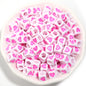 Square Acrylic Beads 6.7mm Glossy Dripping Oil Love Design 100pcs 11