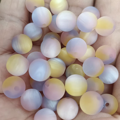 Matte Gradient Tricolor Round Resin Beads 8/10/16mm Pastel Finish 50pcs 10