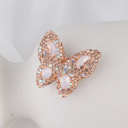 Polymer Clay Butterfly Rhinestone Beads 36mm Napal Style 2pcs 13