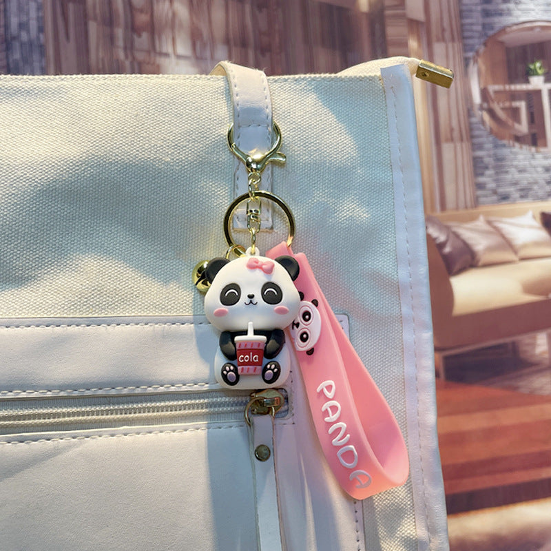 Cartoon Panda Keychain Cute PVC Material Playful Charm 4
