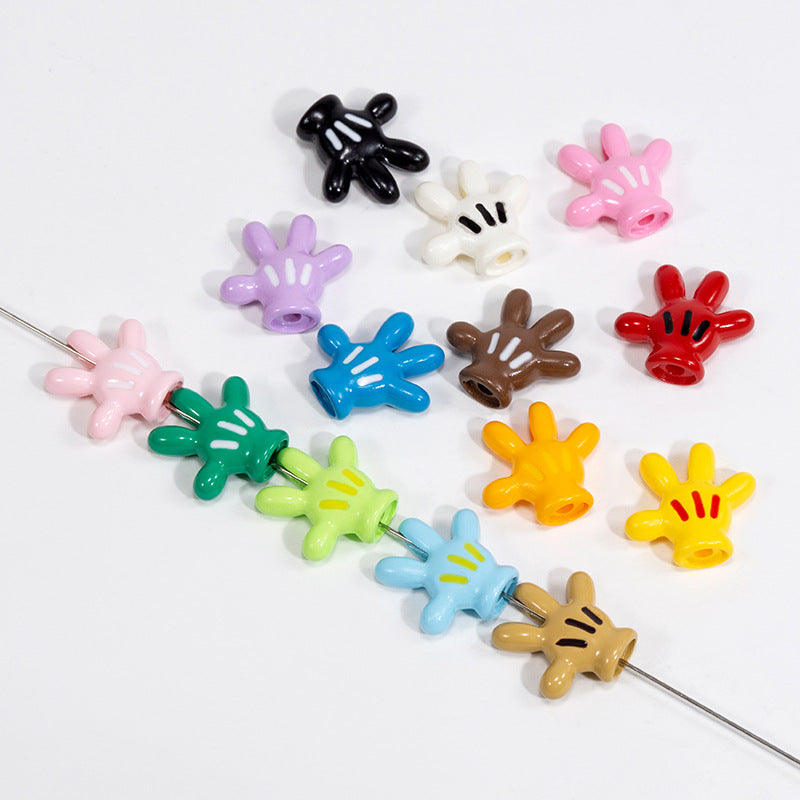 Colorful Mickey Gloves Acrylic Beads 18mm 20pcs