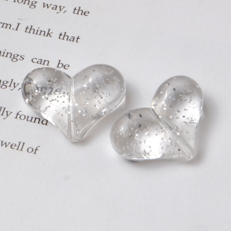 Transparent Glitter Powder Filled Heart Acrylic Beads 22mm 100pcs 5