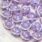 Painted Flower Acrylic Beads 16mm Round 14x18mm Square Purple Hand Painted 1pc 2