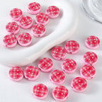 Flat Acrylic Beads 7x18mm Plaid Pattern Button Mixed Colors 10pcs 3