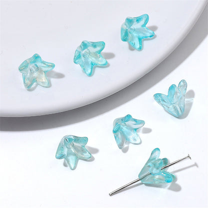 Lily Flower Glass Beads 13mm Transparent Mixed Colors 20pcs 11