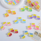 Hand Painted Bee Acrylic Beads 25mm Colorful Enamel 20pcs