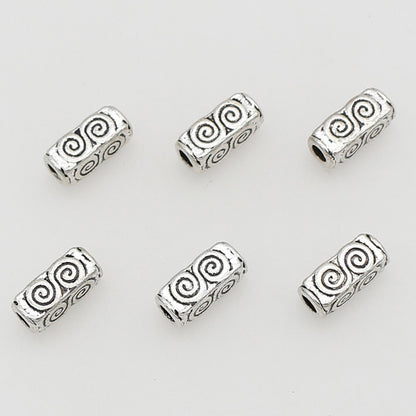 Tube Metal Beads 10mm Tibetan Geometric Circle Patterned 1pc
