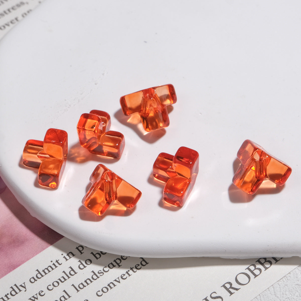 Transparent Square Acrylic Beads 9mm Tetras Colorful 30pcs 7