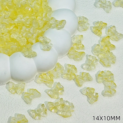 Sweet Bow Glass Beads 14mm Transparent Pastel Mixed Colors 50pcs 16