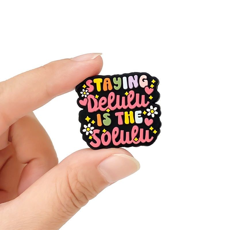 Silicone Focal Beads Halloween Typography Hearts Staying Delulu Is The Solulu 20pcs 5