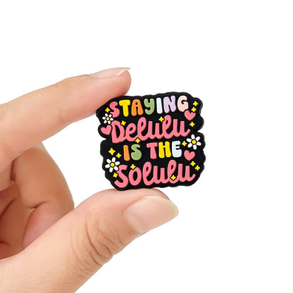 Silicone Focal Beads Halloween Typography Hearts Staying Delulu Is The Solulu 20pcs 5