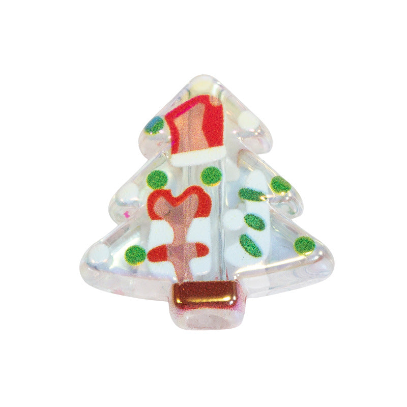Doodle Christmas Tree Acrylic Beads 20mm Colorful Mixed 10pcs 7