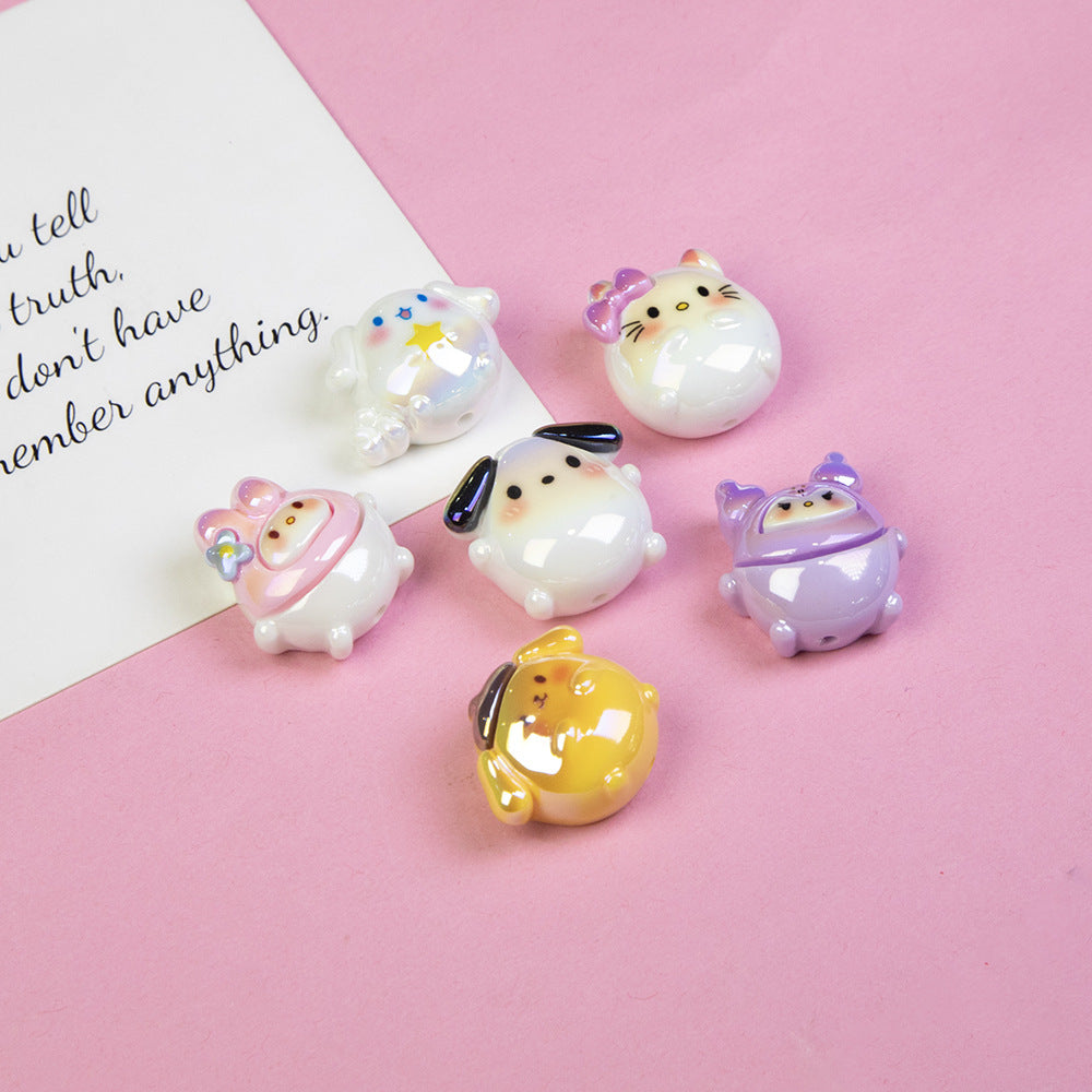 Chubby Sanrio Character Resin Beads Glossy Pastel Spheres 20pcs 4