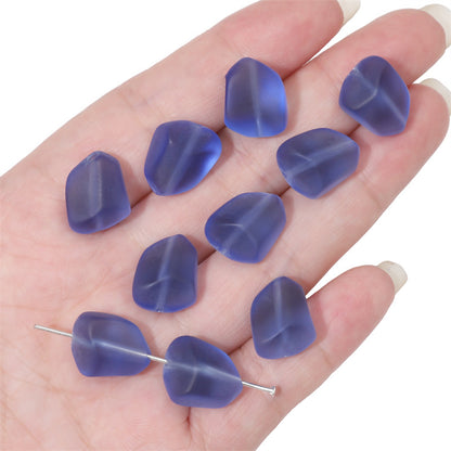 Frosted Flat Stone Glass Beads 12x15mm Matte Mixed Colors 20pcs 9