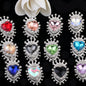 Heart Crown Rhinestone Beads Fancy Faceted Circle Badge 10pcs 4