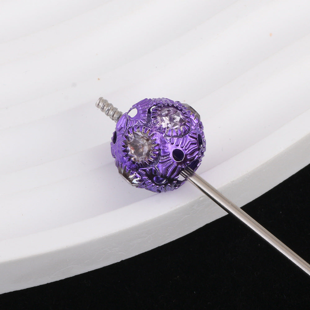 Wrinkled Alloy Rhinestone Beads 12-15mm Textured Colorful 50pcs 2