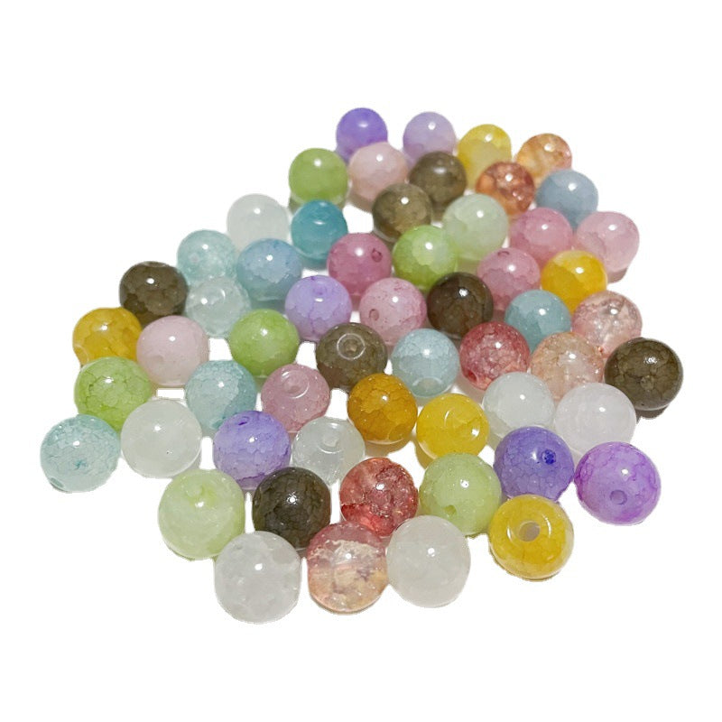 Crackle Round Glass Beads 10mm Ice Cracked Imitation Jade 40pcs 5