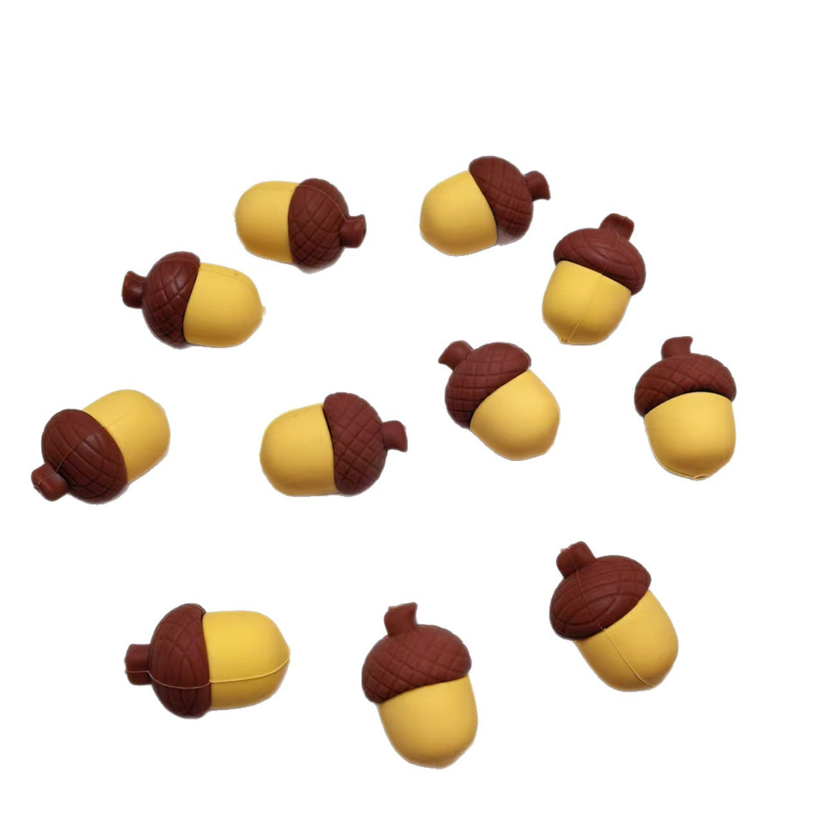 Silicone 3D Focal Beads Acorns Brown Detailed Caps 20pcs 5