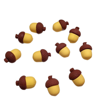 Silicone 3D Focal Beads Acorns Brown Detailed Caps 20pcs 5