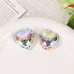 UV Plating Balloon Heart Acrylic Beads 25mm Silver 10pcs 6