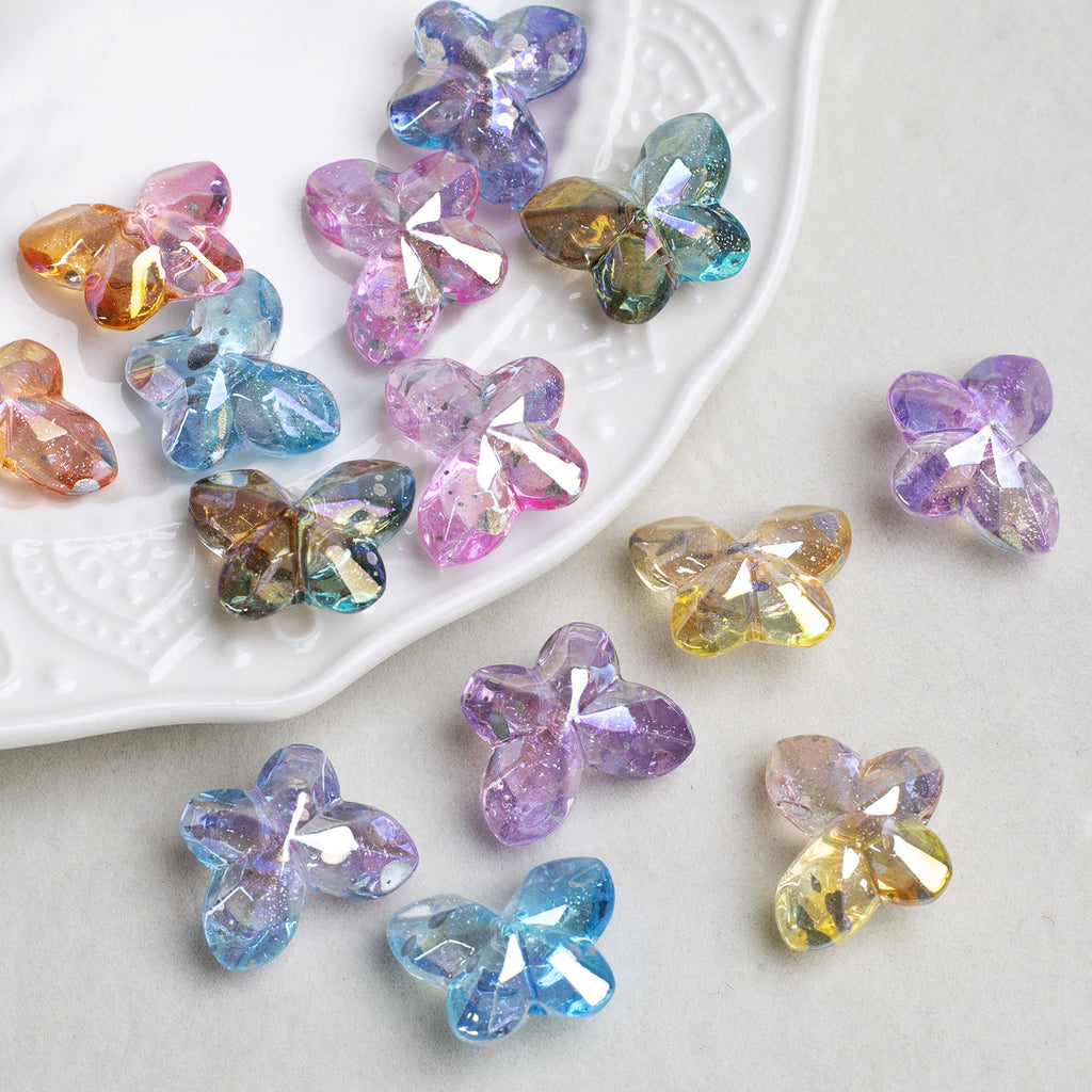 Faceted Butterfly Acrylic Beads 15-20mm Crystal Mixed 10pcs 3