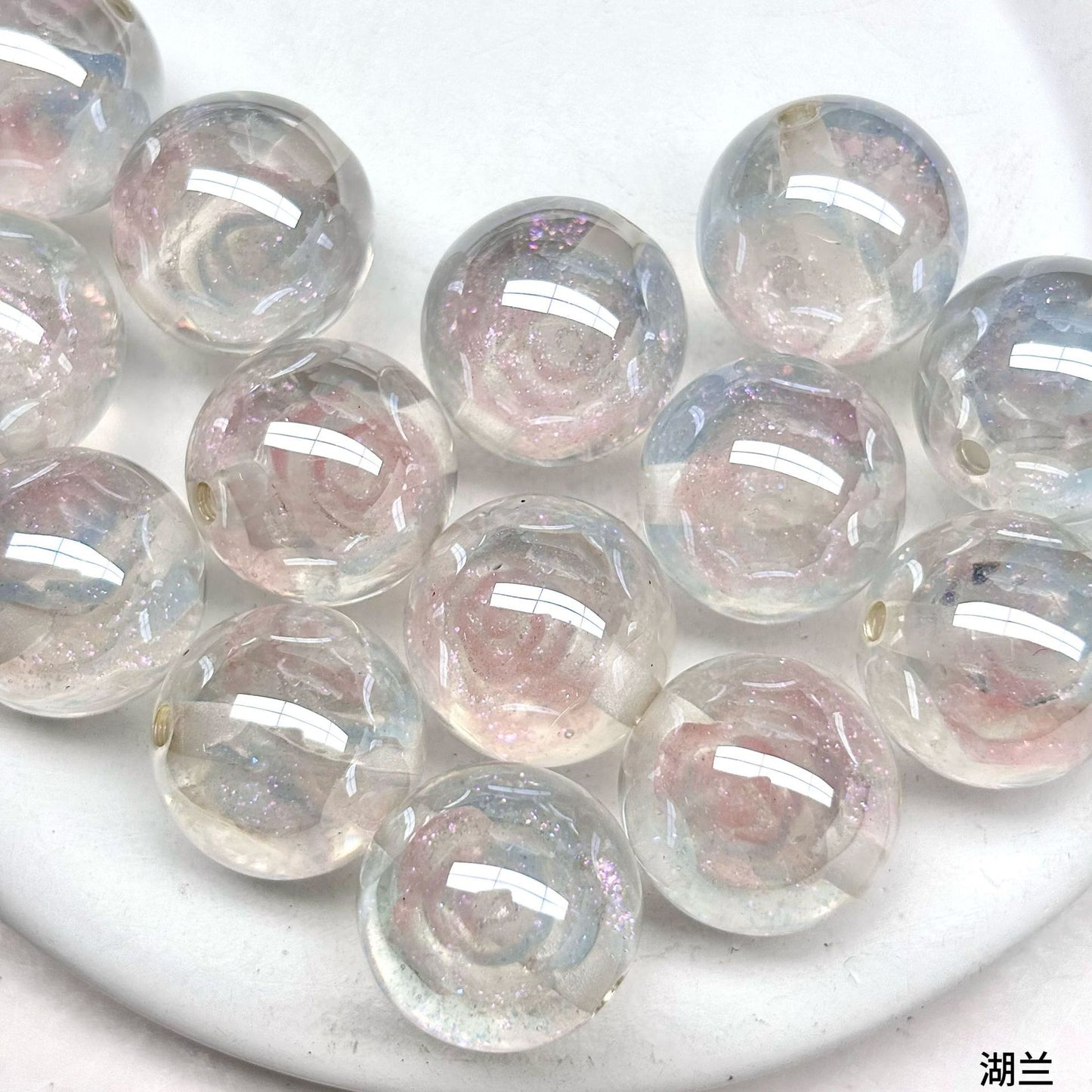 Luminous Rose Resin Beads 16mm Round Multicolor 10pcs 7