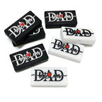 Silicone Focal Beads Love Dad Or Mom Rectangular Black White 20pcs 3