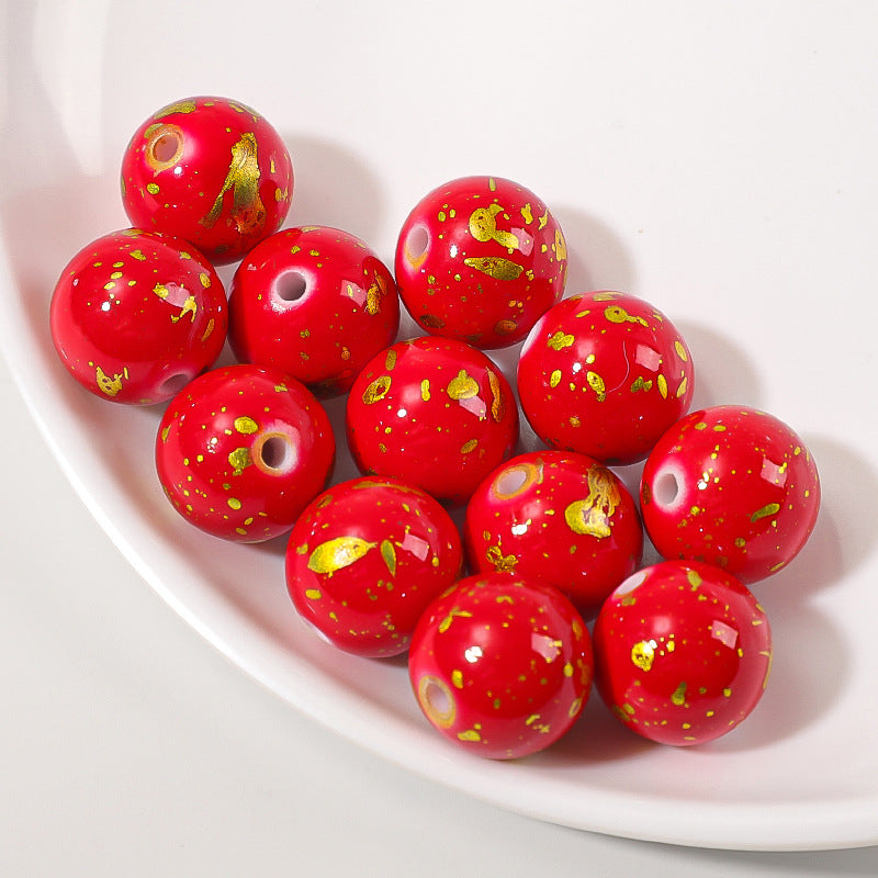 Spray Painted Round Acrylic Beads 16mm Gilded Colorful 50pcs 6