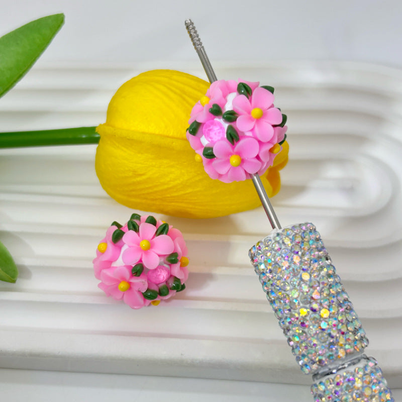 Flower Cluster Clay Beads 20mm Fresh Camellia Polymer 10pcs 13