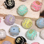 Dollar Bill Ball Rhinestone Beads 19mm Clustered Stones 5pcs 5