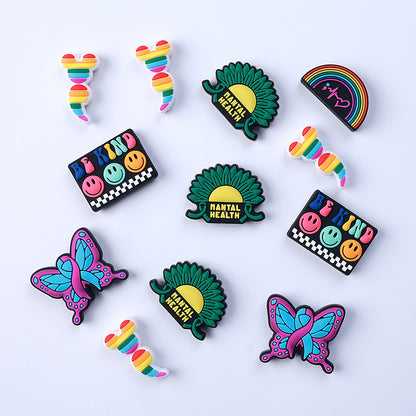 Silicone Focal Beads Butterfly Ribbon Layered Text 20pcs 3