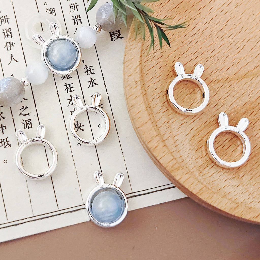 Bunny Ear Metal Beads Frame 17mm Polished Zinc Alloy 30pcs