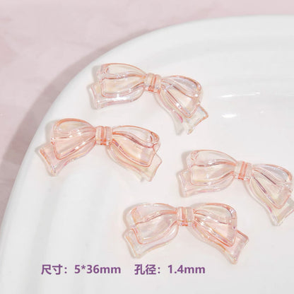 Transparent Bow Acrylic Beads 5x36mm Pastel Glossy 10pcs 9